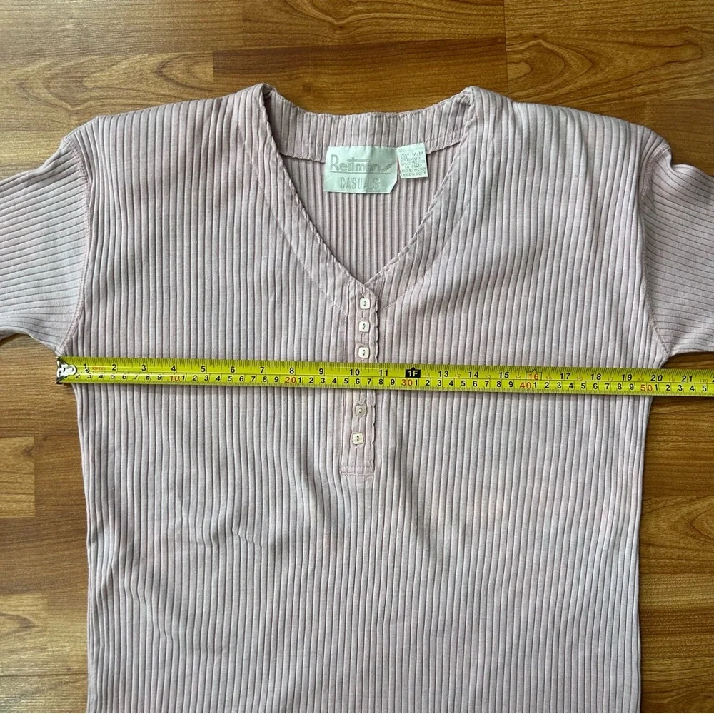 4/$15 Reitmans pink t-shirt ribbed top - Picture 3 of 7